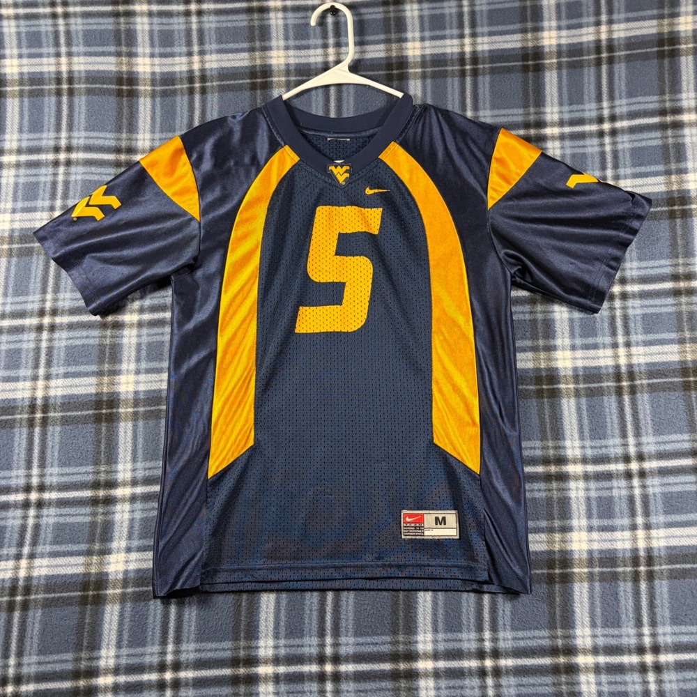 Nike West Virginia Mountaineers Youth Football Jersey Navy Blue Gold Size M 5